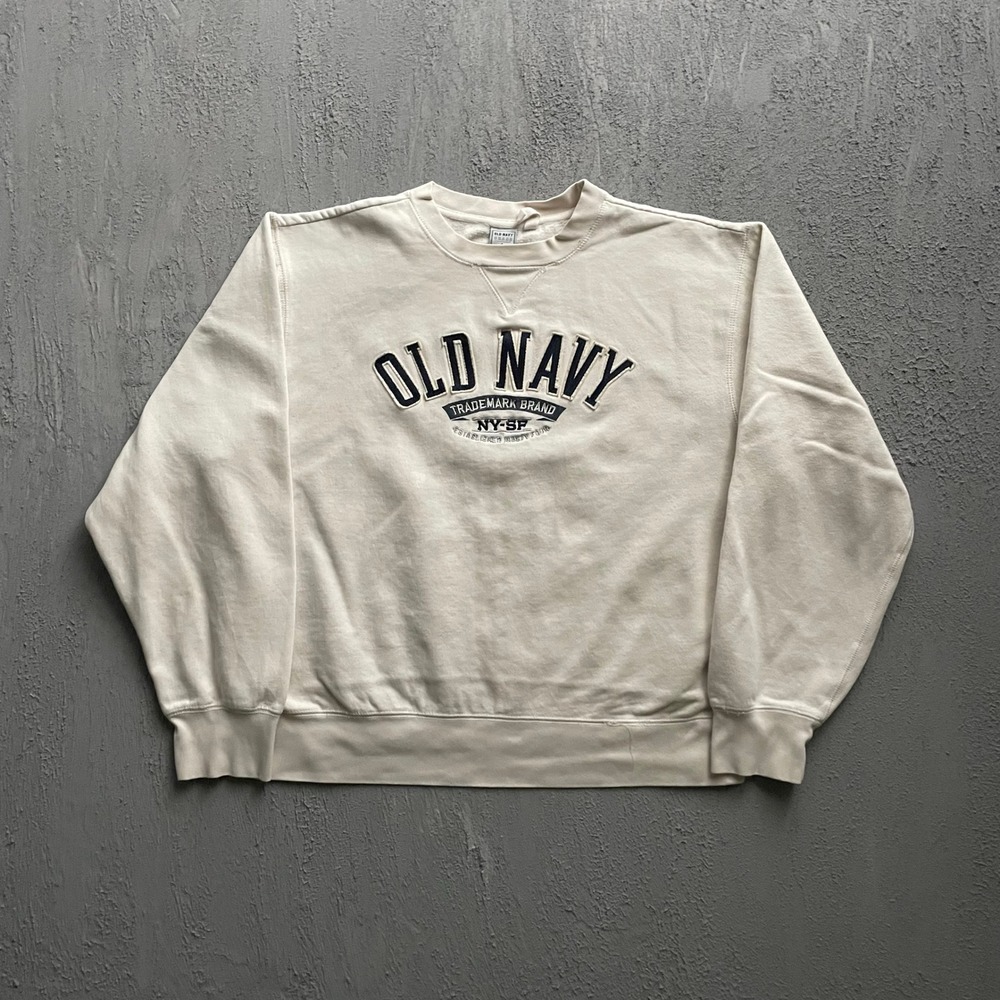 Vintage Old Navy Sweatshirt Mens Large Cream 90s